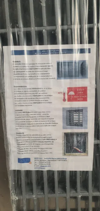Rejilla intumescentes  corta fuegos