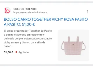 Bolso silla paseo en vichy rosa (me queda 1)