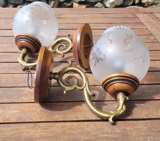 Set 2 apliques antiguos, tulipas cristal