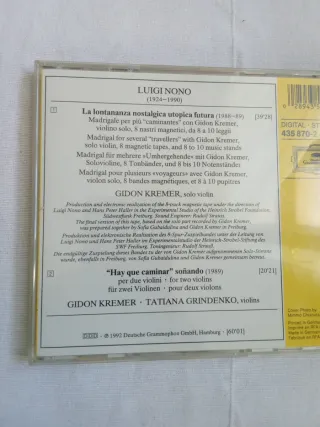 CD Luigi Nono Gidon Kremer Tatiana Grindenko