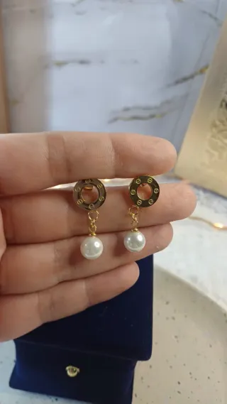 Pendientes Vintage Chapado Oro 18k con Perlas