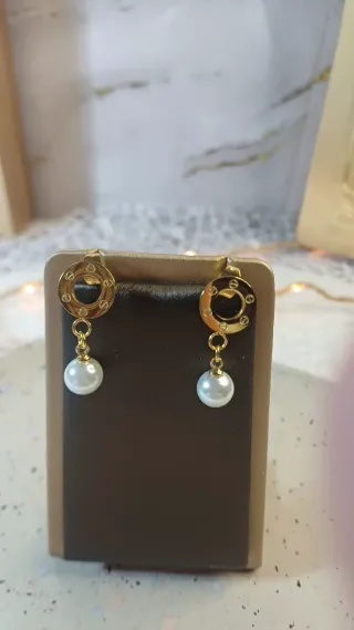Pendientes Vintage Chapado Oro 18k con Perlas