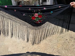 Mantónes de Manila antiguo seda y raso