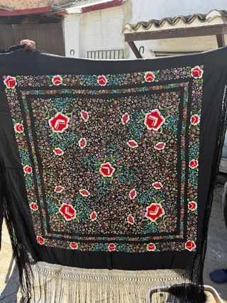 Mantónes de Manila antiguo seda y raso