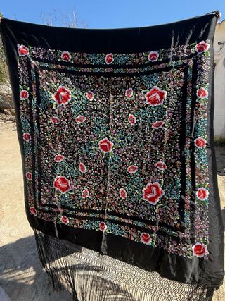 Mantónes de Manila antiguo seda y raso