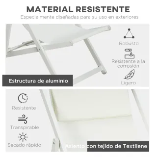 2 Tumbonas Aluminio Plegables Blancas