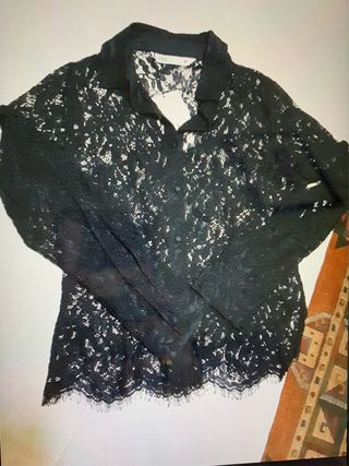 Camisa Zara Negra Encaje Talla S
