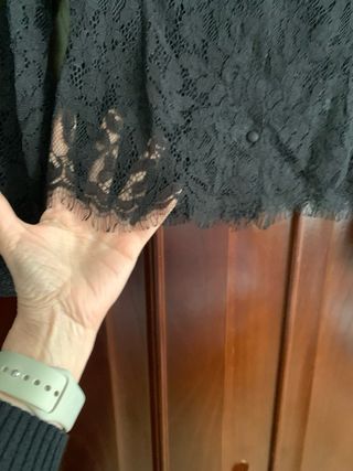 Camisa Zara Negra Encaje Talla S