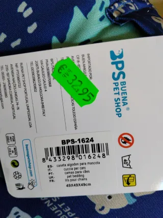 Casa para mascotas azul con estampado