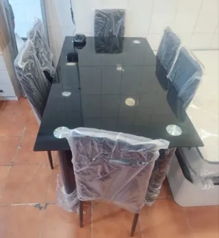 Mesa de comedor cristal negro 140x80cm