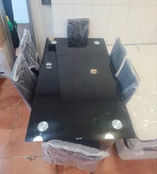 Mesa de comedor cristal negro 140x80cm