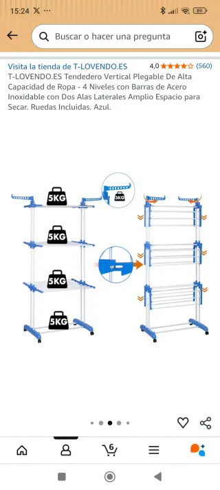 Tendedero vertical plegable azul