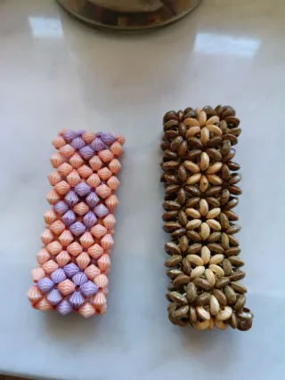 Braccialetti perline rosa e viola