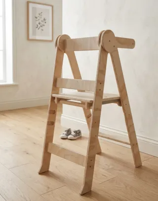 Torre di apprendimento Montessori in legno naturale