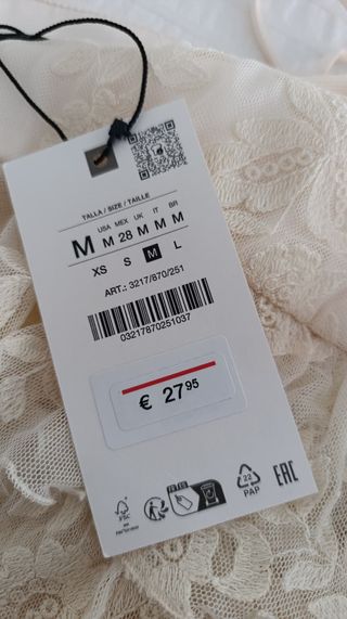Top Zara bordado encaje