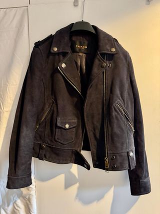 Chaqueta Biker Suede Azul Coach