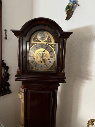Reloj de Pie Antiguo Marrón y Dorado