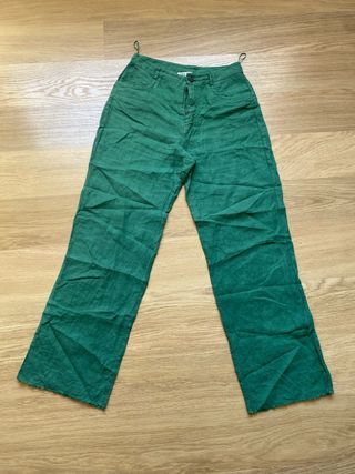 Pantalón lino Zara verde