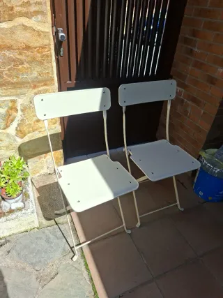 2 Sedie da Giardino Pieghevoli Beige in Metallo