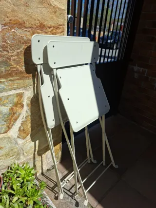 2 Sedie da Giardino Pieghevoli Beige in Metallo