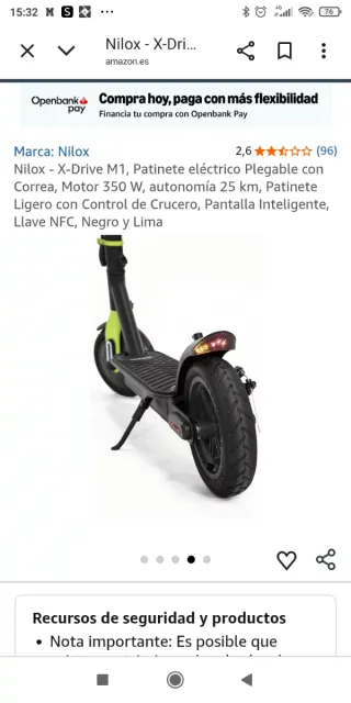 Patinete Eléctrico Nilox X-Drive M1 Negro