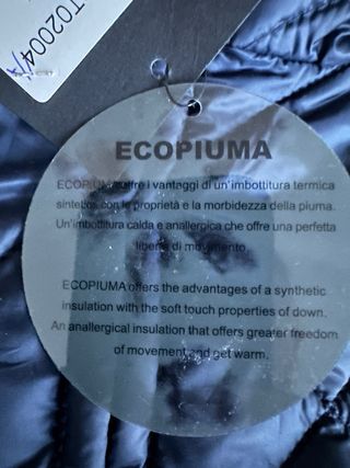 Nuovo Giubbotto Imbottito Eco Piuma Blu