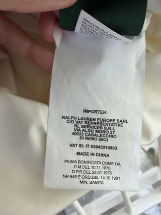 Abrigo plumón Ralph Lauren - S -