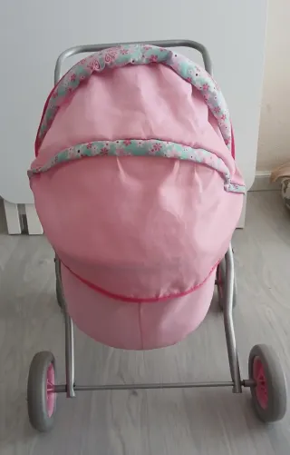 Carrito de bebé para muñecas rosa