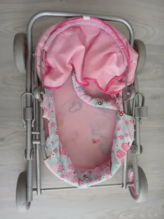 Carrito de bebé para muñecas rosa