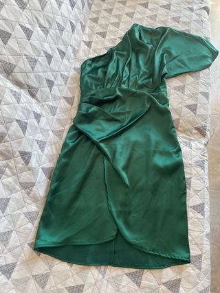 Vestido satén verde talla S