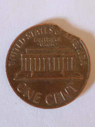 MONEDA 1 CENTAVO LINCOLN.1972.ERROR MAL RECORTADA