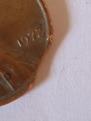 MONEDA 1 CENTAVO LINCOLN.1972.ERROR MAL RECORTADA