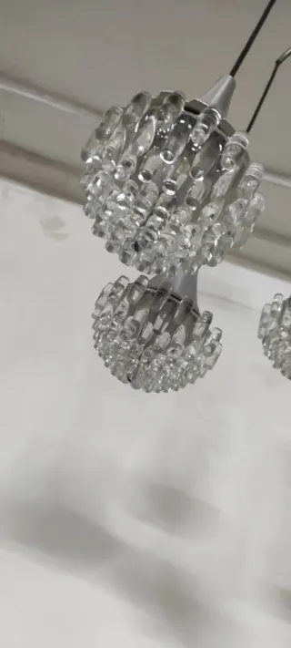 Lampadario vintage argento e cristallo