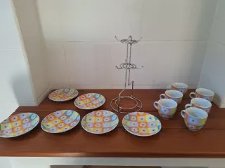 Juego 6 tazas y 6 platitos café