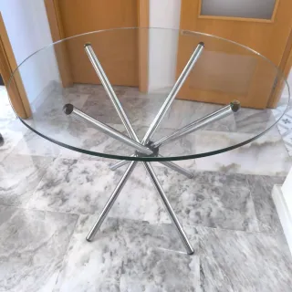 Mesa redonda cristal y metal