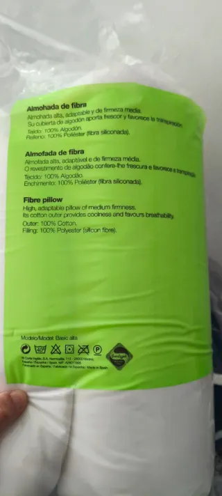 Almohada El Corte Inglés Fibra Alta 70cm