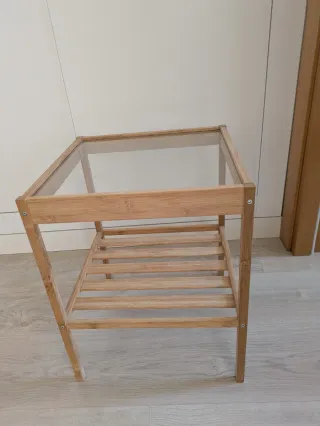 Mesita de noche Cristal y Bambú