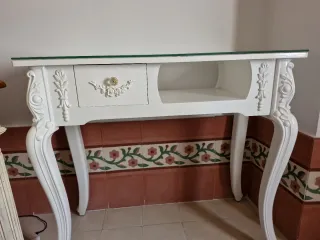Mesa consola blanca lacada cristal