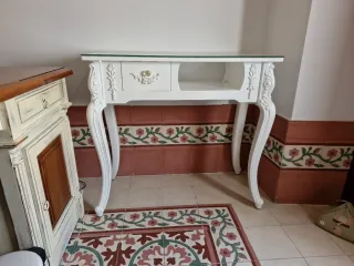 Mesa consola blanca lacada cristal
