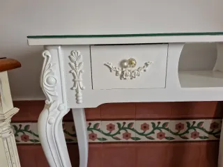 Mesa consola blanca lacada cristal