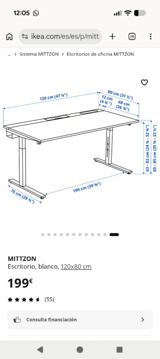 Mesa escritorio elevable IKEA Mittzon