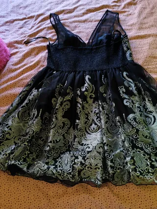 Vestido fiesta negro y plata talla XXL