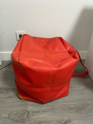 Puff cubo asiento piel sintética naranja/rojo