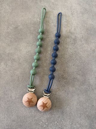 2 Catenelle porta ciuccio in silicone e legno