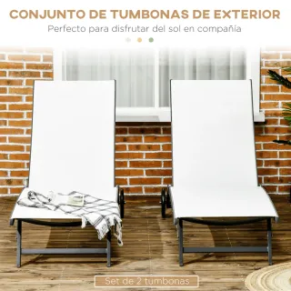 Juego 2 Tumbonas Reclinables Aluminio