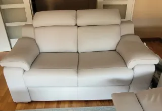 Sofá Eléctrico 3 Plazas Cuero Gris