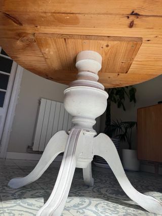 Mesa redonda madera maciza vintage 100cm