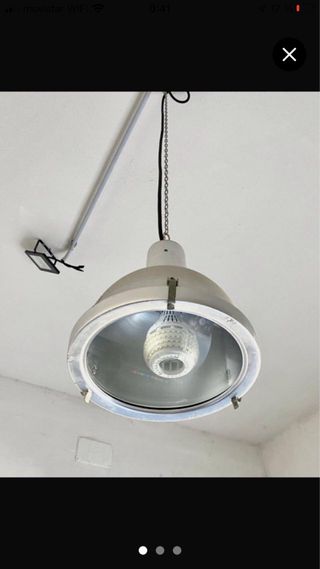 Lámpara industrial acero y cristal