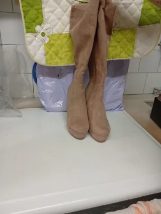 Botas de cuña beige/marrón