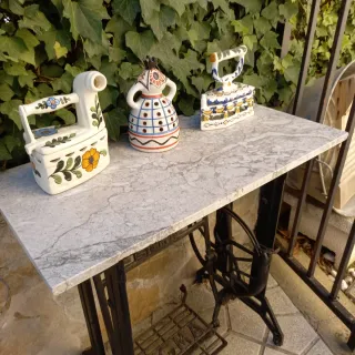Mesa, Máquina Coser Tapa Mármol